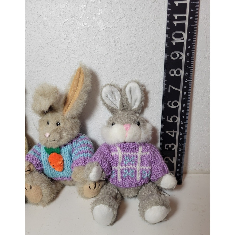 Chrisha Playful Plush Easter Bunny Rabbits Yellow Sweater Jointed Legs Soft - Picture 3 of 5